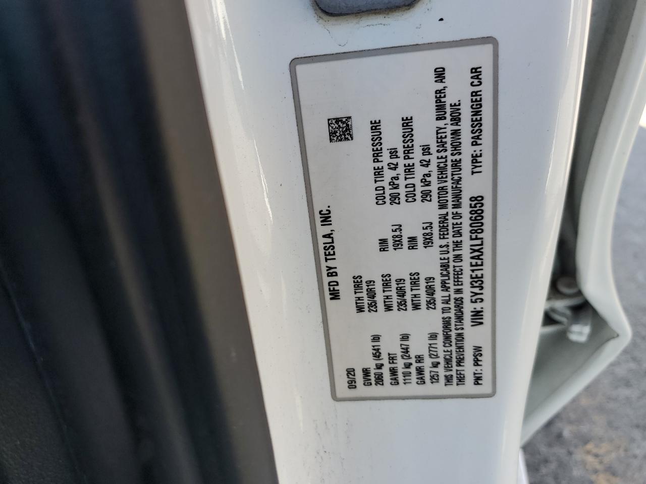 2020 TESLA MODEL 3