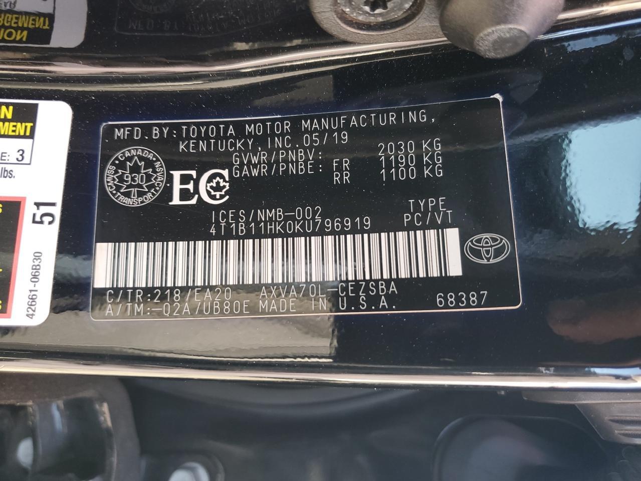 2019 TOYOTA CAMRY
