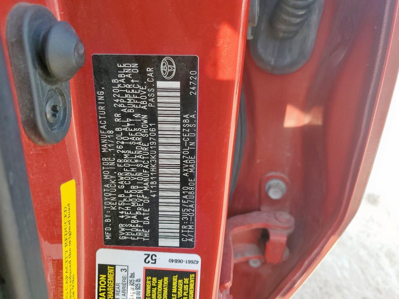 2019 TOYOTA CAMRY