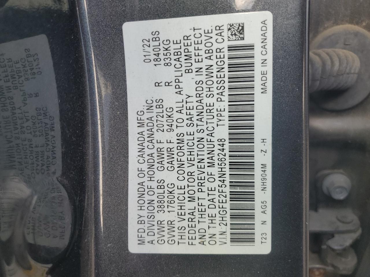 2022 HONDA CIVIC