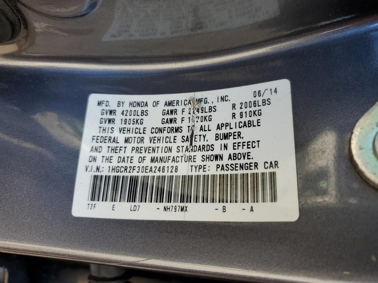 2014 HONDA ACCORD