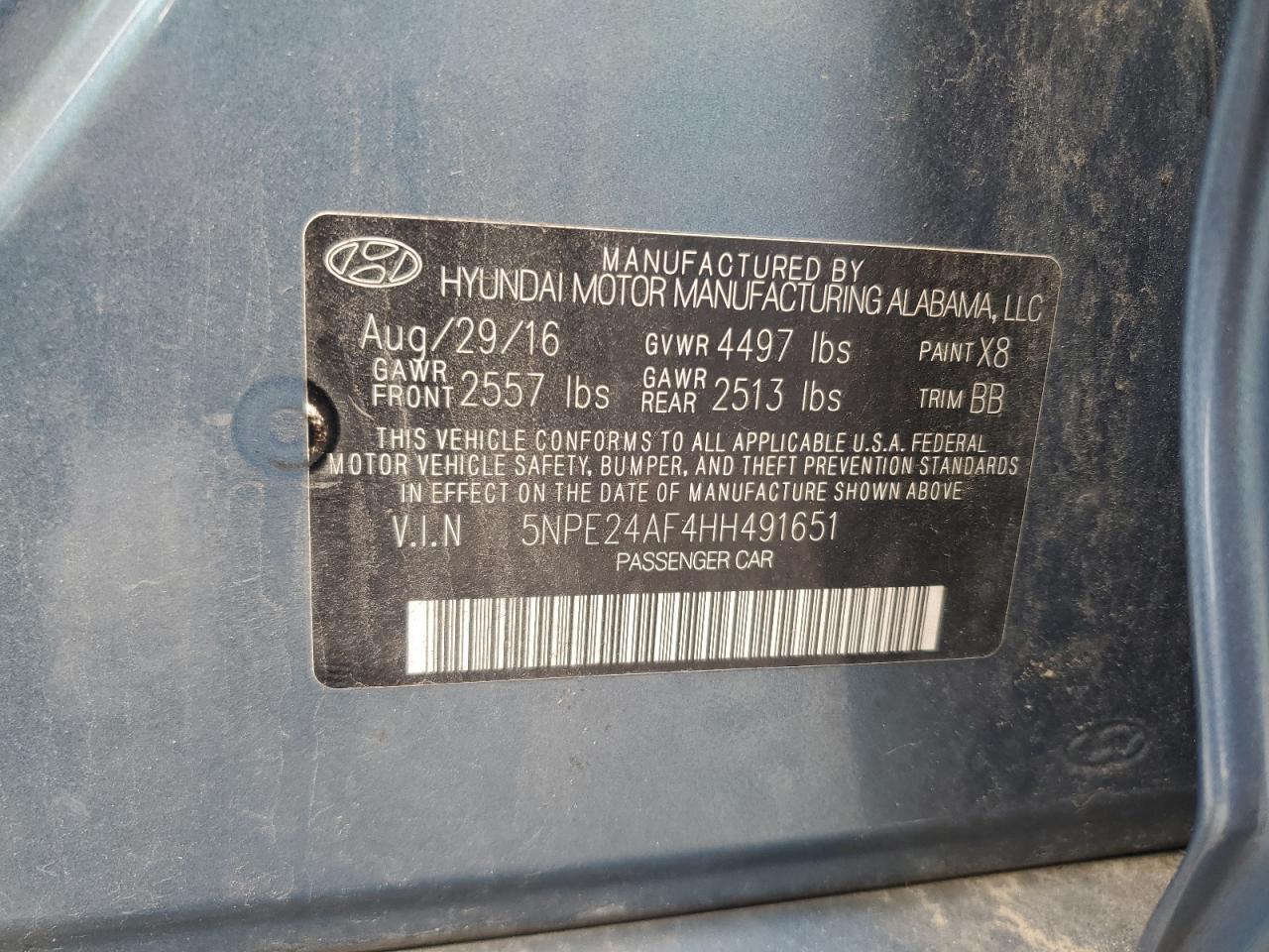 2017 HYUNDAI SONATA