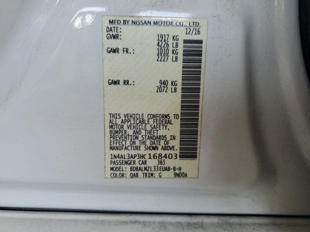 2017 NISSAN ALTIMA