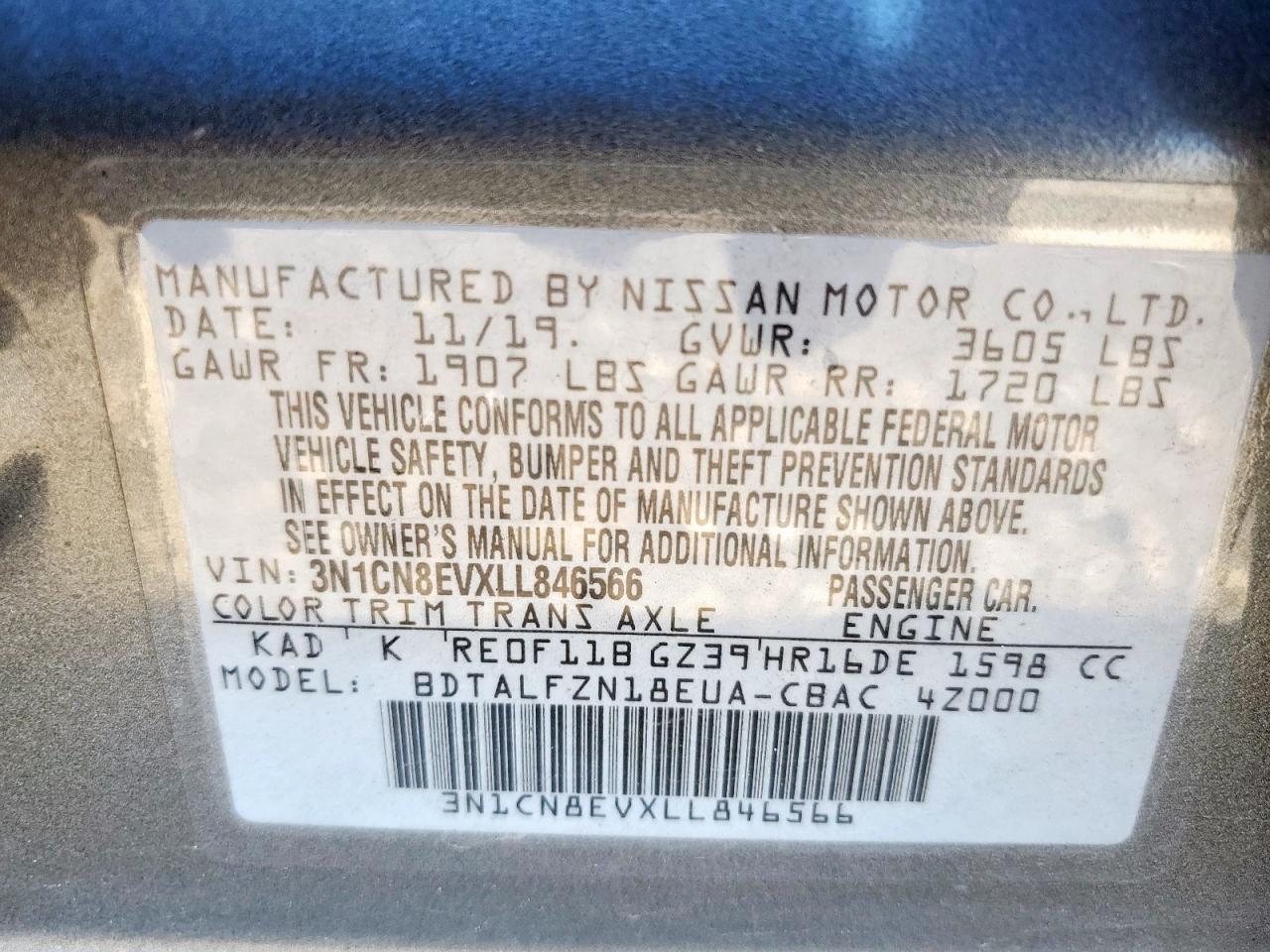 2020 NISSAN VERSA