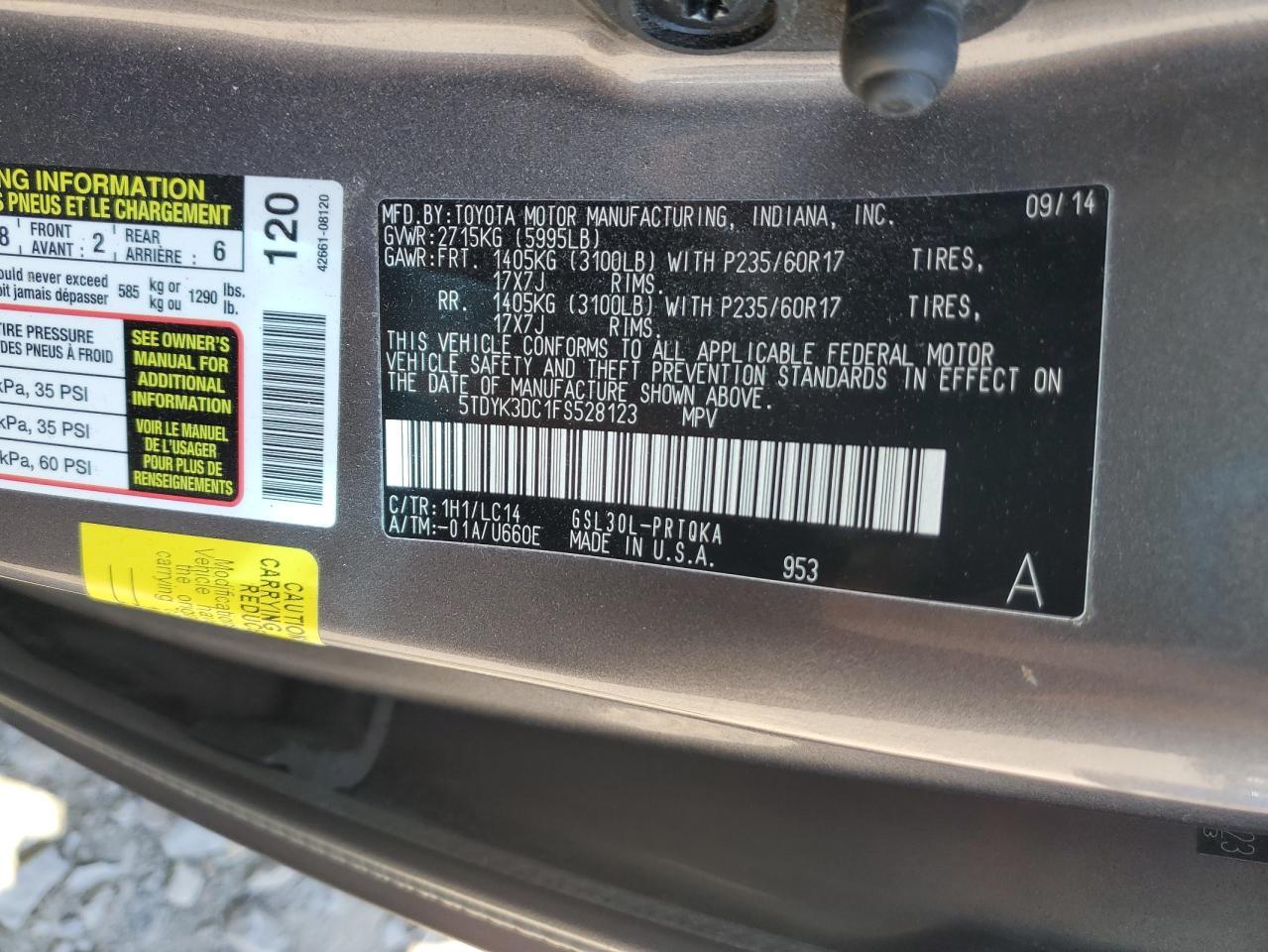 2015 TOYOTA SIENNA