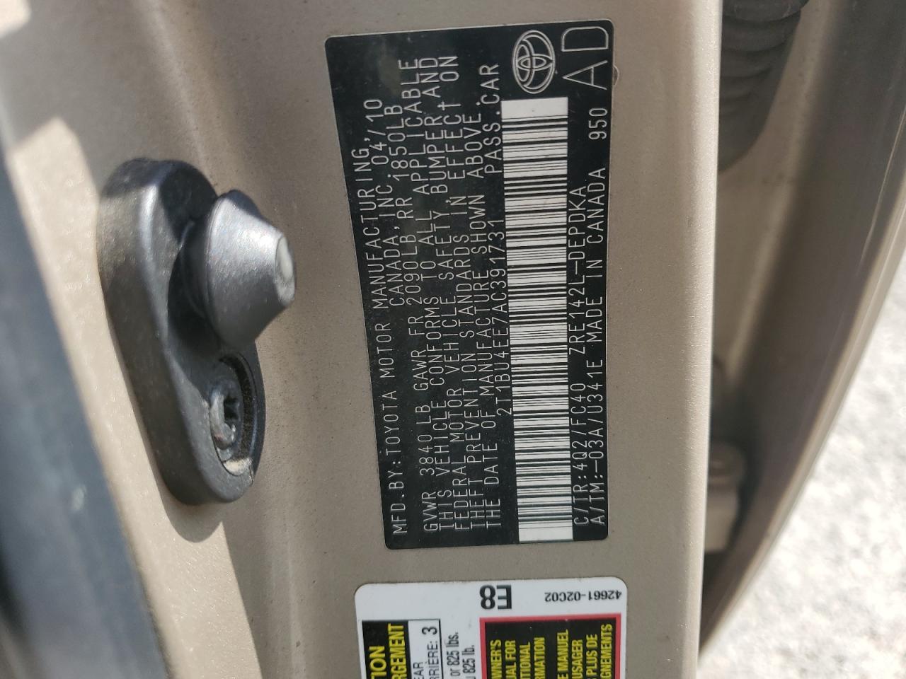 2010 TOYOTA COROLLA