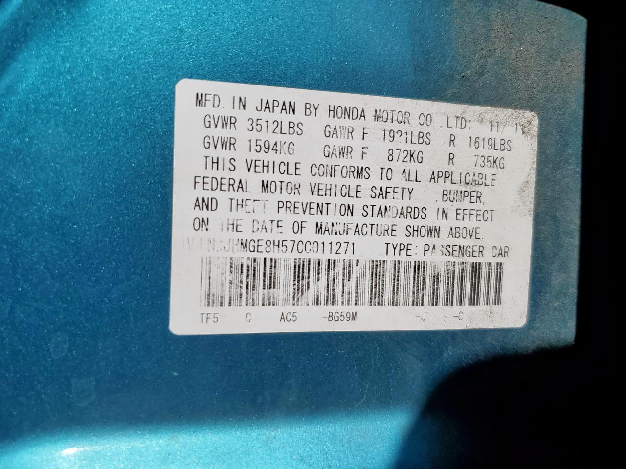 2012 HONDA FIT
