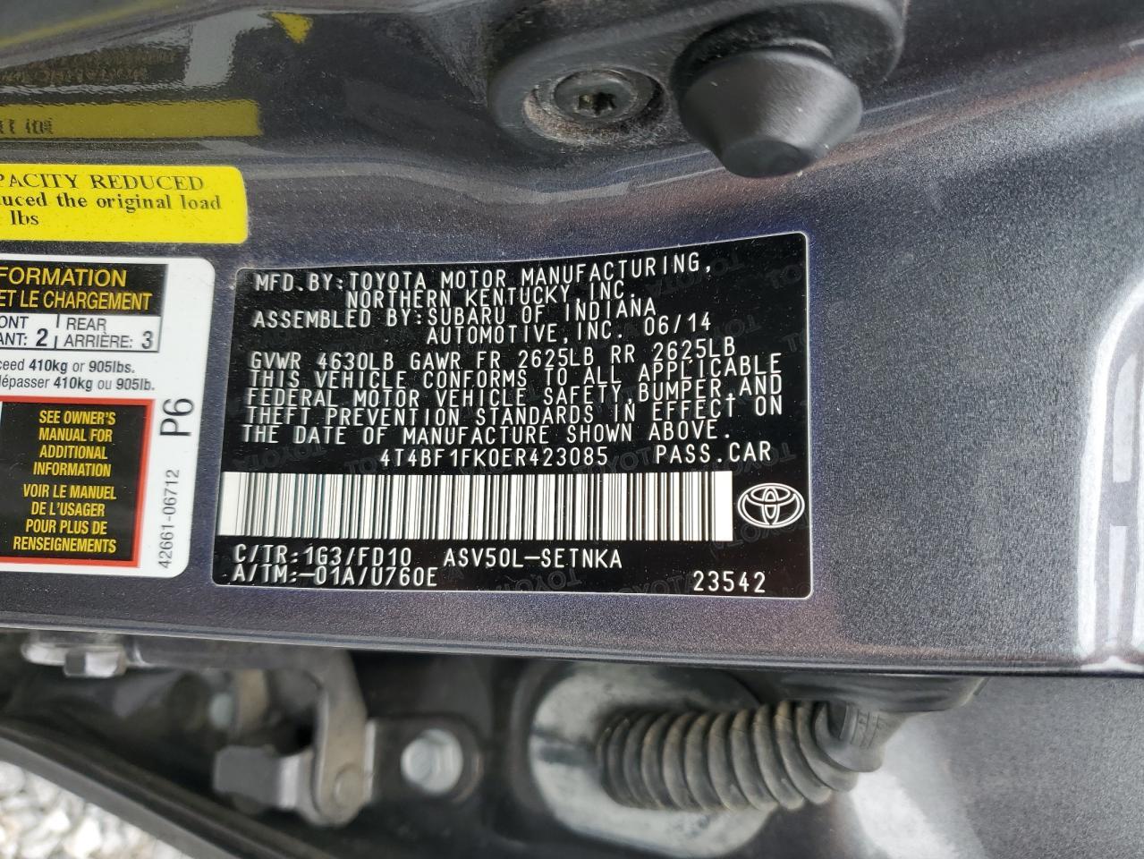 2014 TOYOTA CAMRY