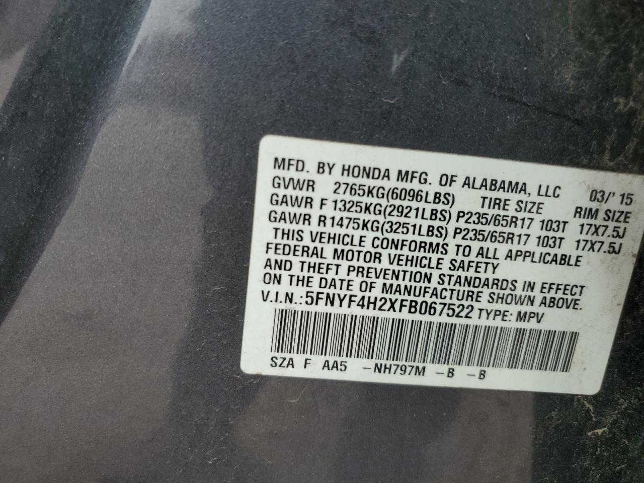 2015 HONDA PILOT