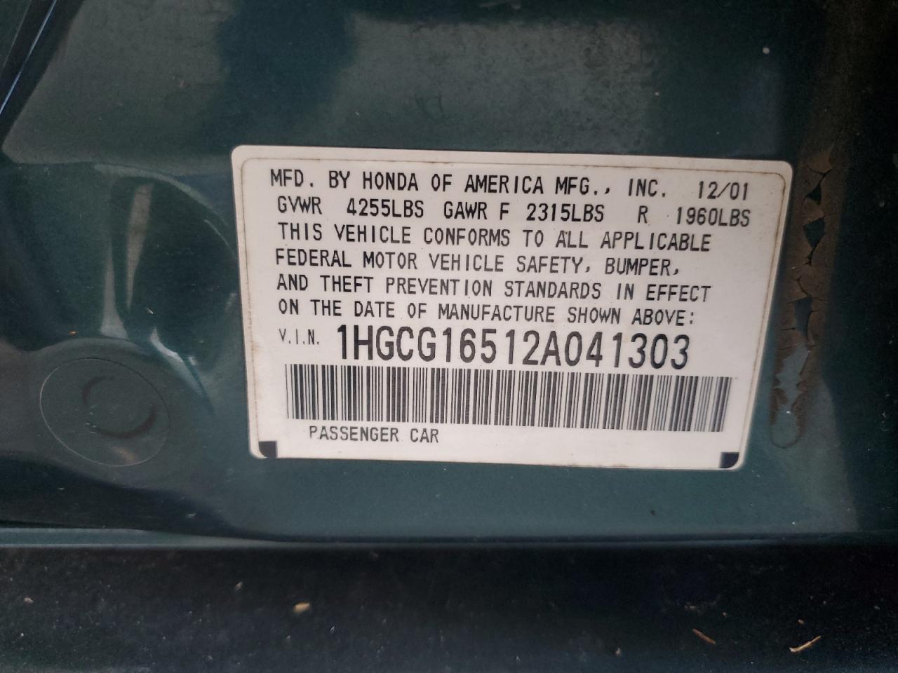 2002 HONDA ACCORD