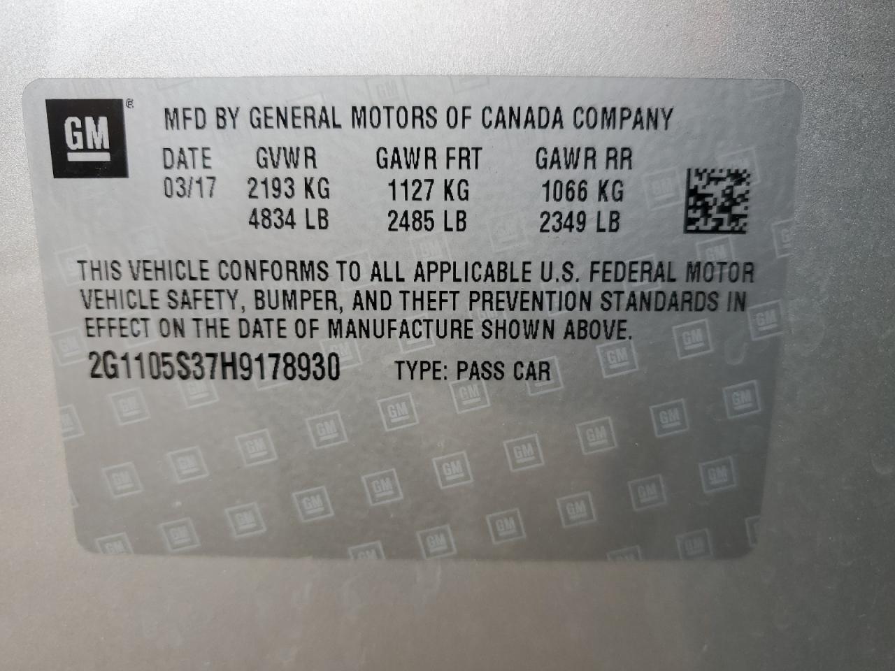2017 CHEVROLET IMPALA