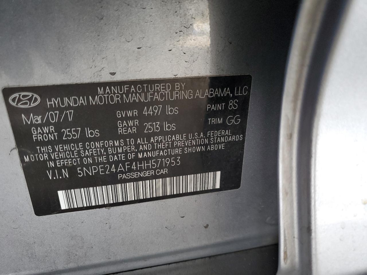 2017 HYUNDAI SONATA