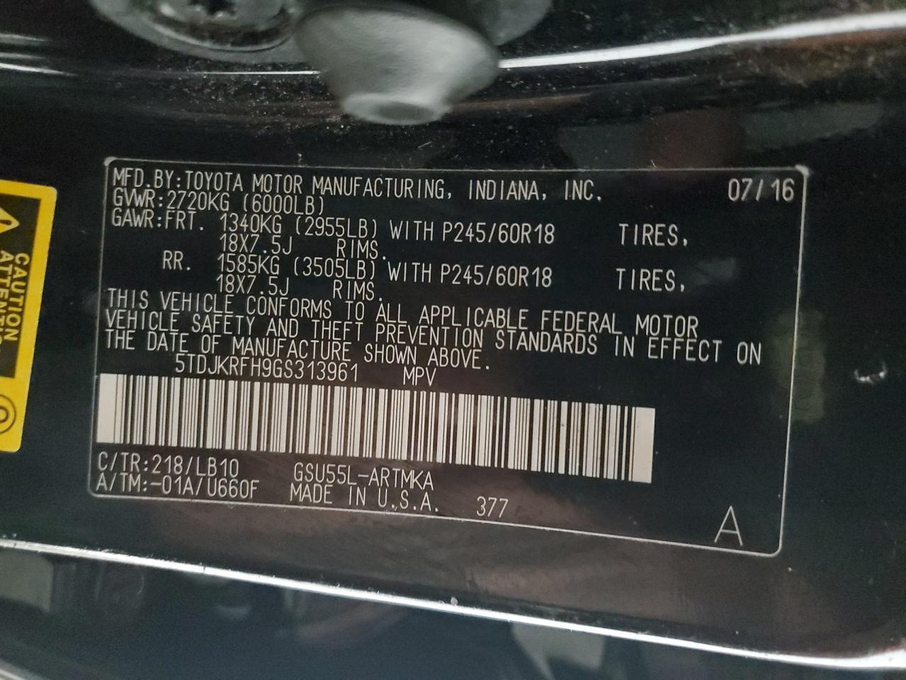 2016 TOYOTA HIGHLANDER