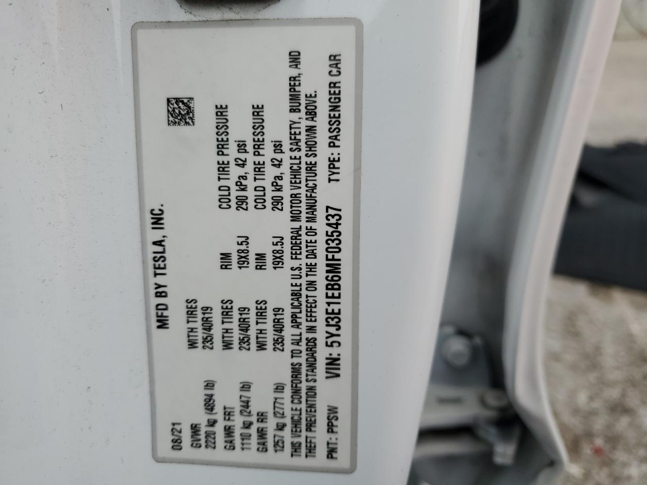 2021 TESLA MODEL 3