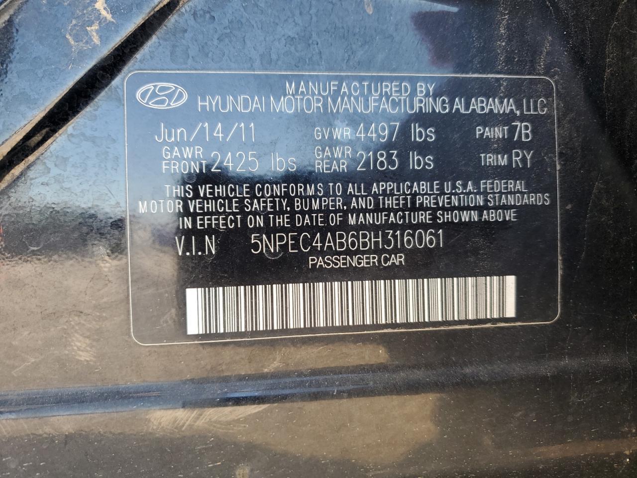 2011 HYUNDAI SONATA