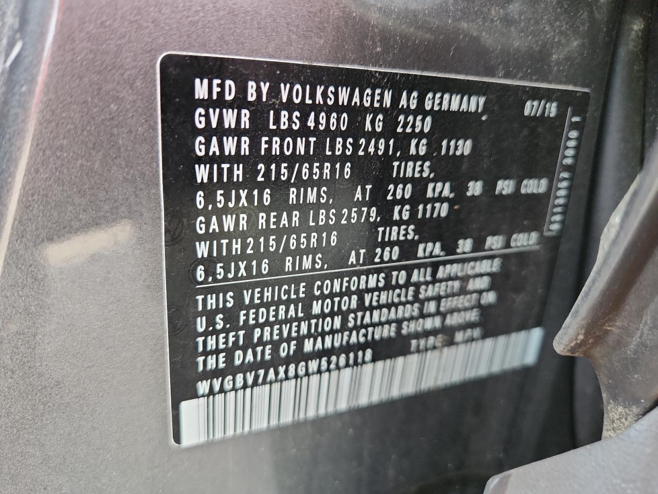 2016 VOLKSWAGEN TIGUAN
