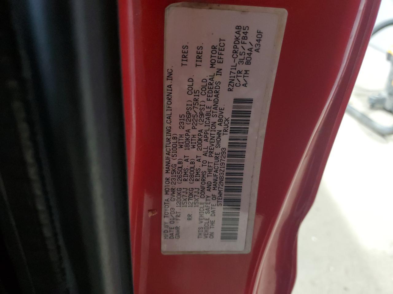 2003 TOYOTA TACOMA