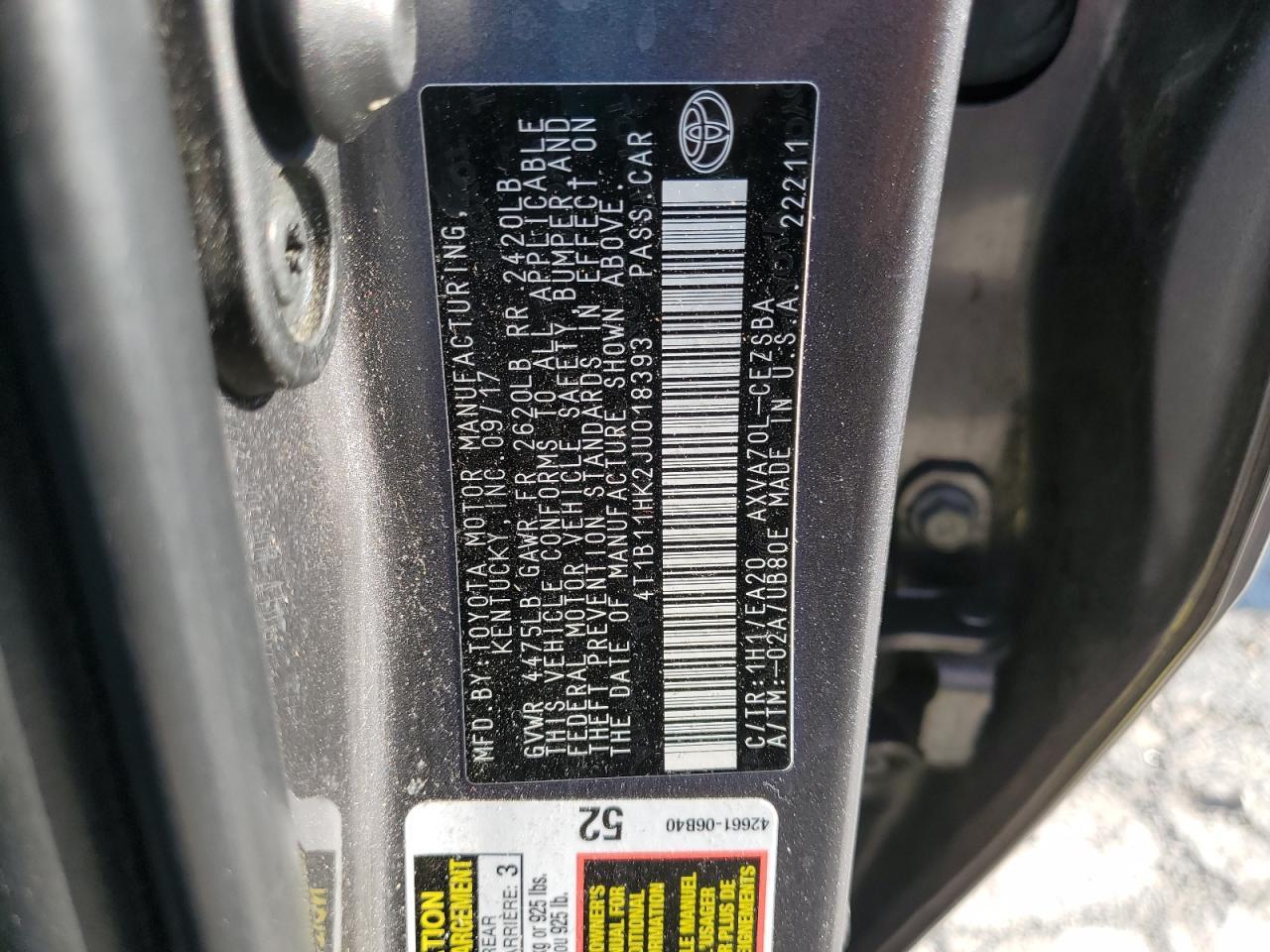 2018 TOYOTA CAMRY