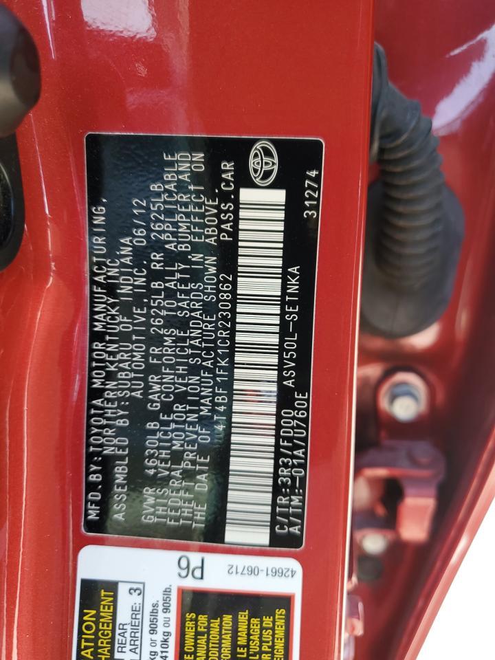 2012 TOYOTA CAMRY