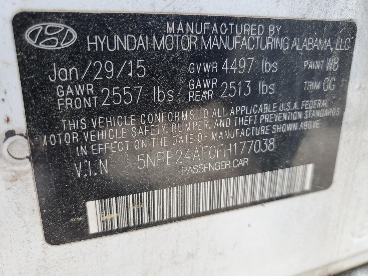 2015 HYUNDAI SONATA