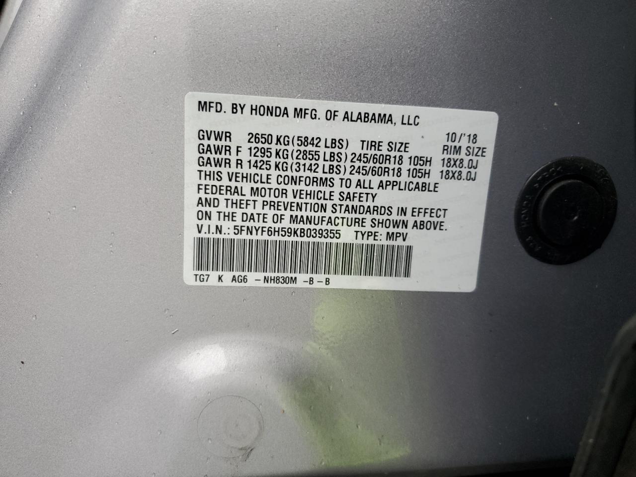 2019 HONDA PILOT