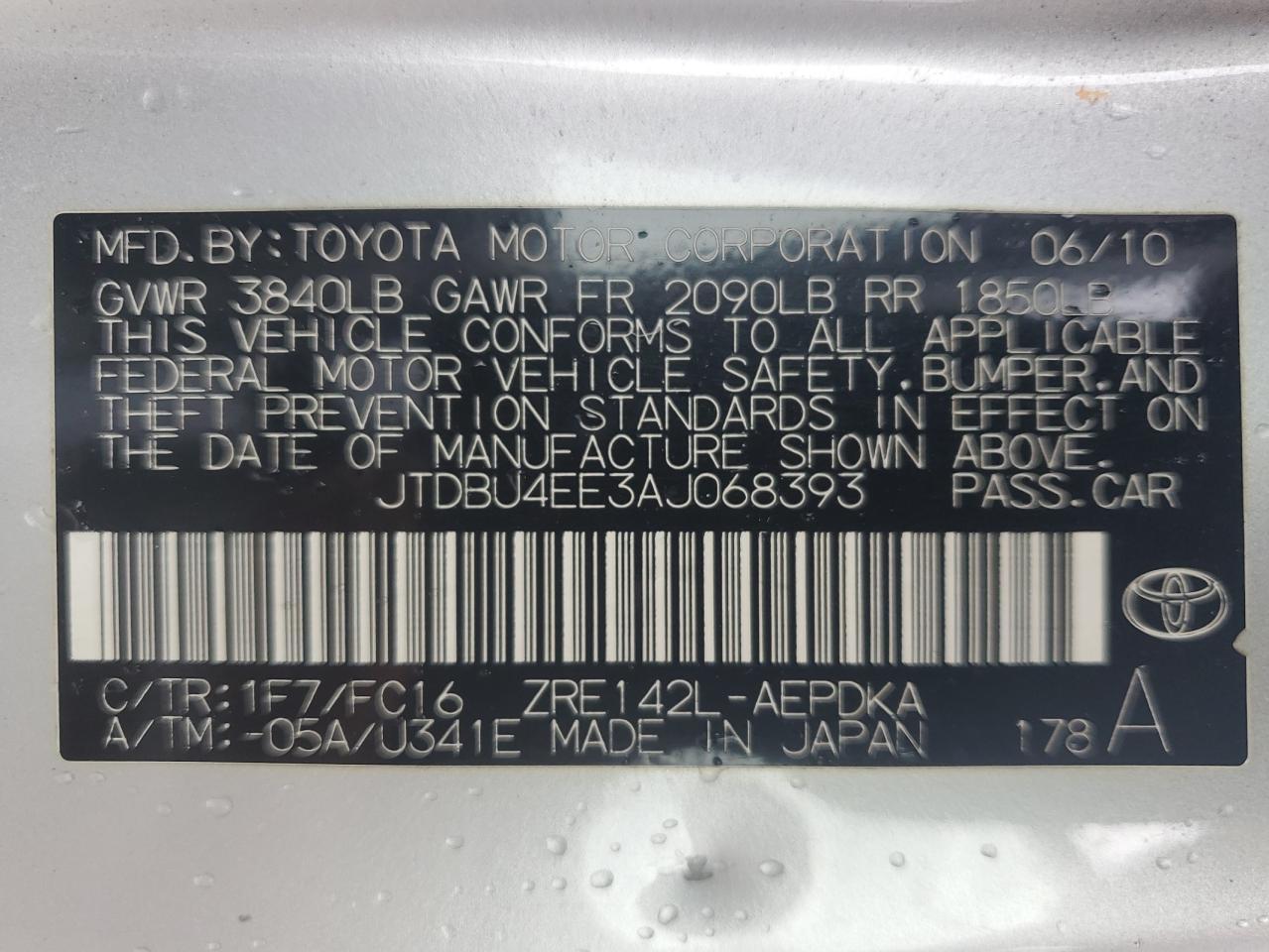 2010 TOYOTA COROLLA