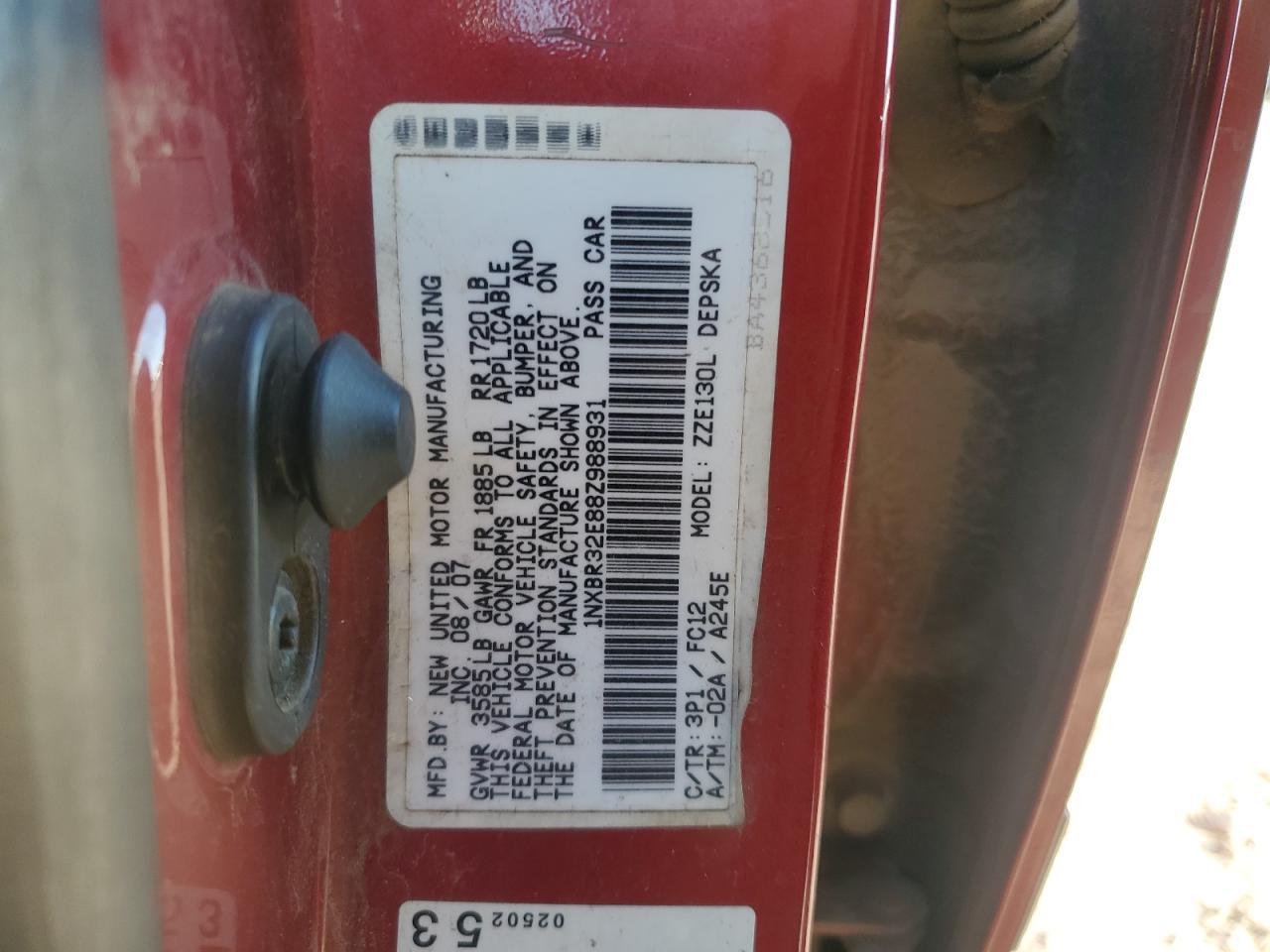 2008 TOYOTA COROLLA