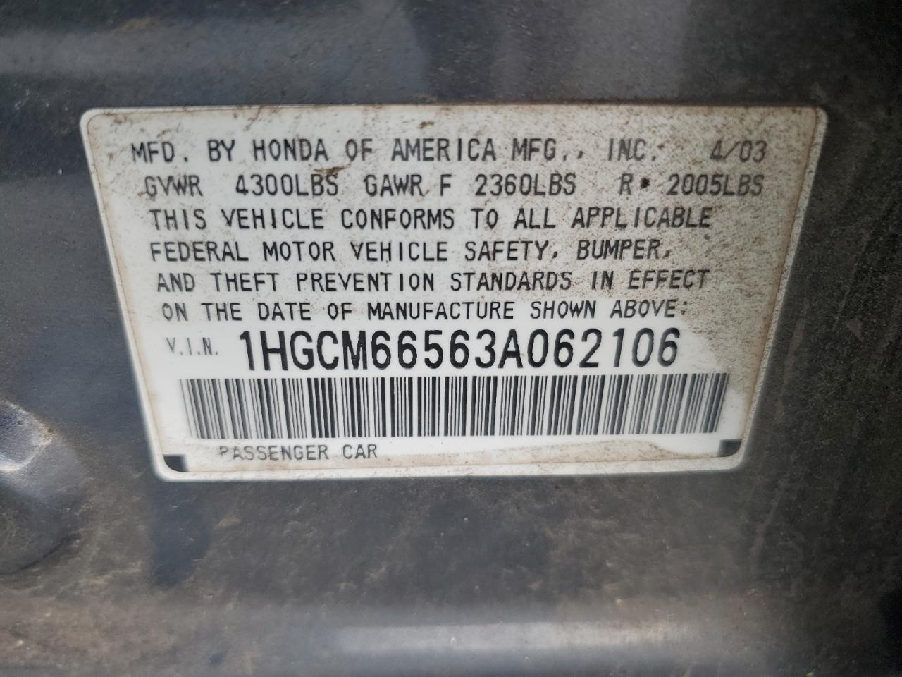 2003 HONDA ACCORD