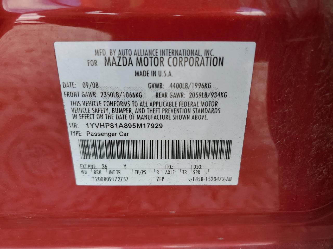 2009 MAZDA 6