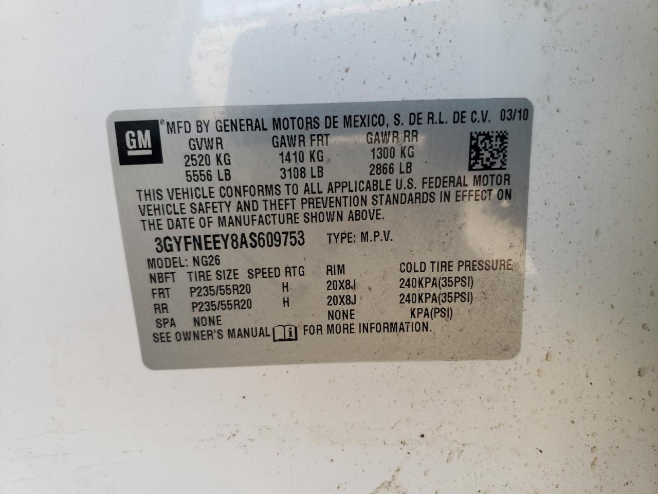 2010 CADILLAC SRX