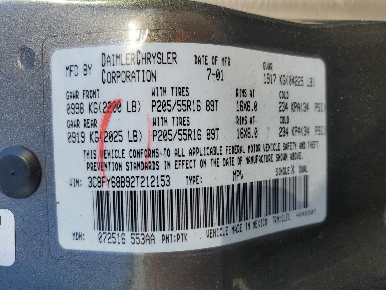 2002 CHRYSLER PT CRUISER