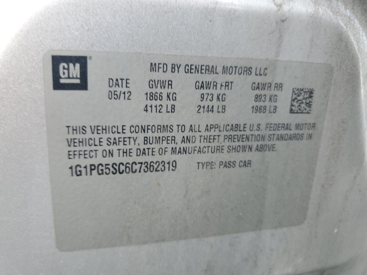 2012 CHEVROLET CRUZE