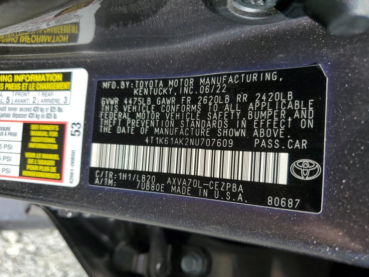 2022 TOYOTA CAMRY