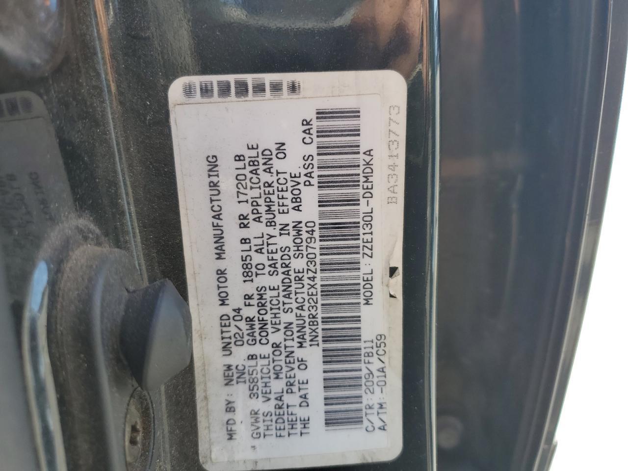 2004 TOYOTA COROLLA