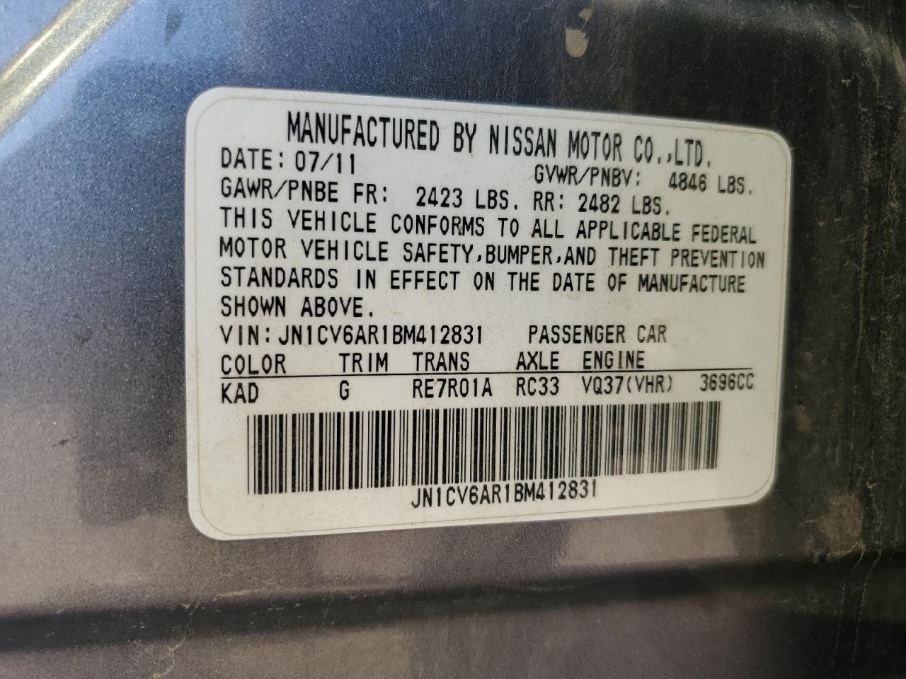 2011 INFINITI G37