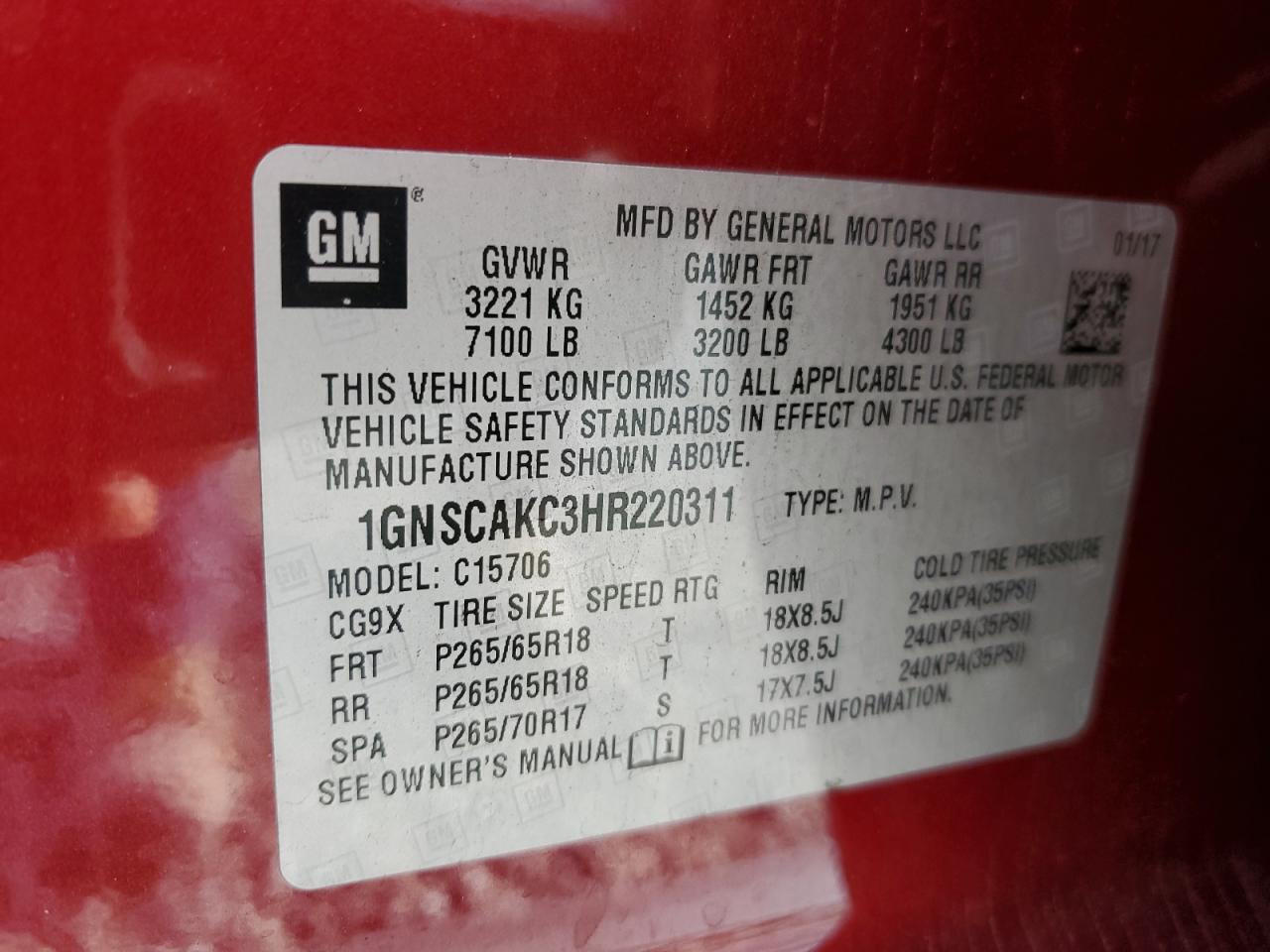 2017 CHEVROLET Tahoe