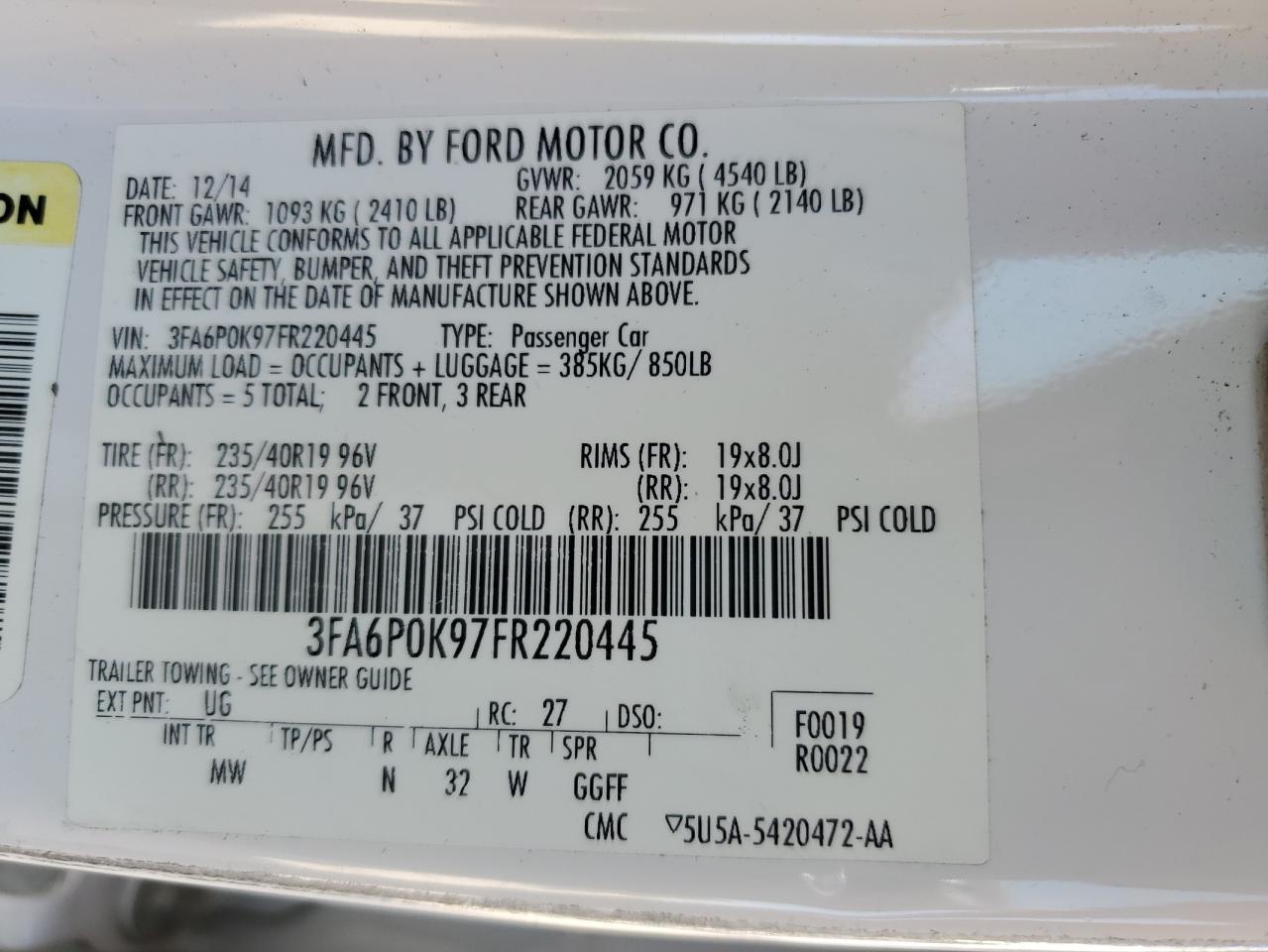 2015 FORD FUSION