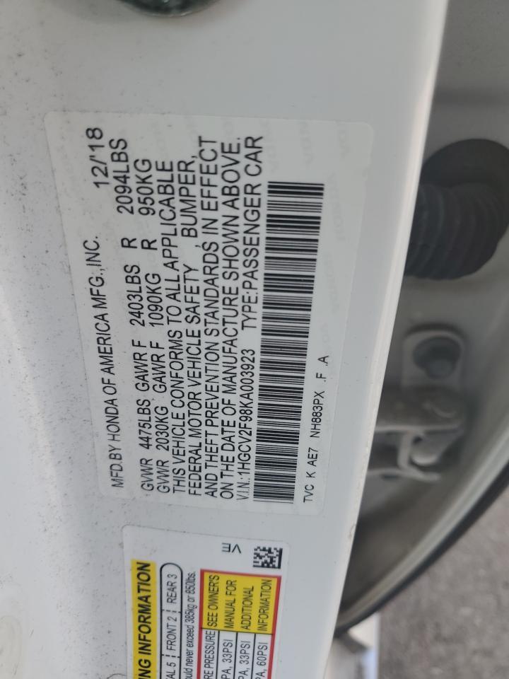 2019 HONDA ACCORD
