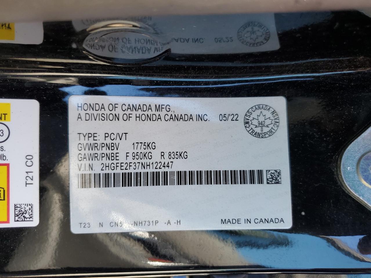 2022 HONDA CIVIC