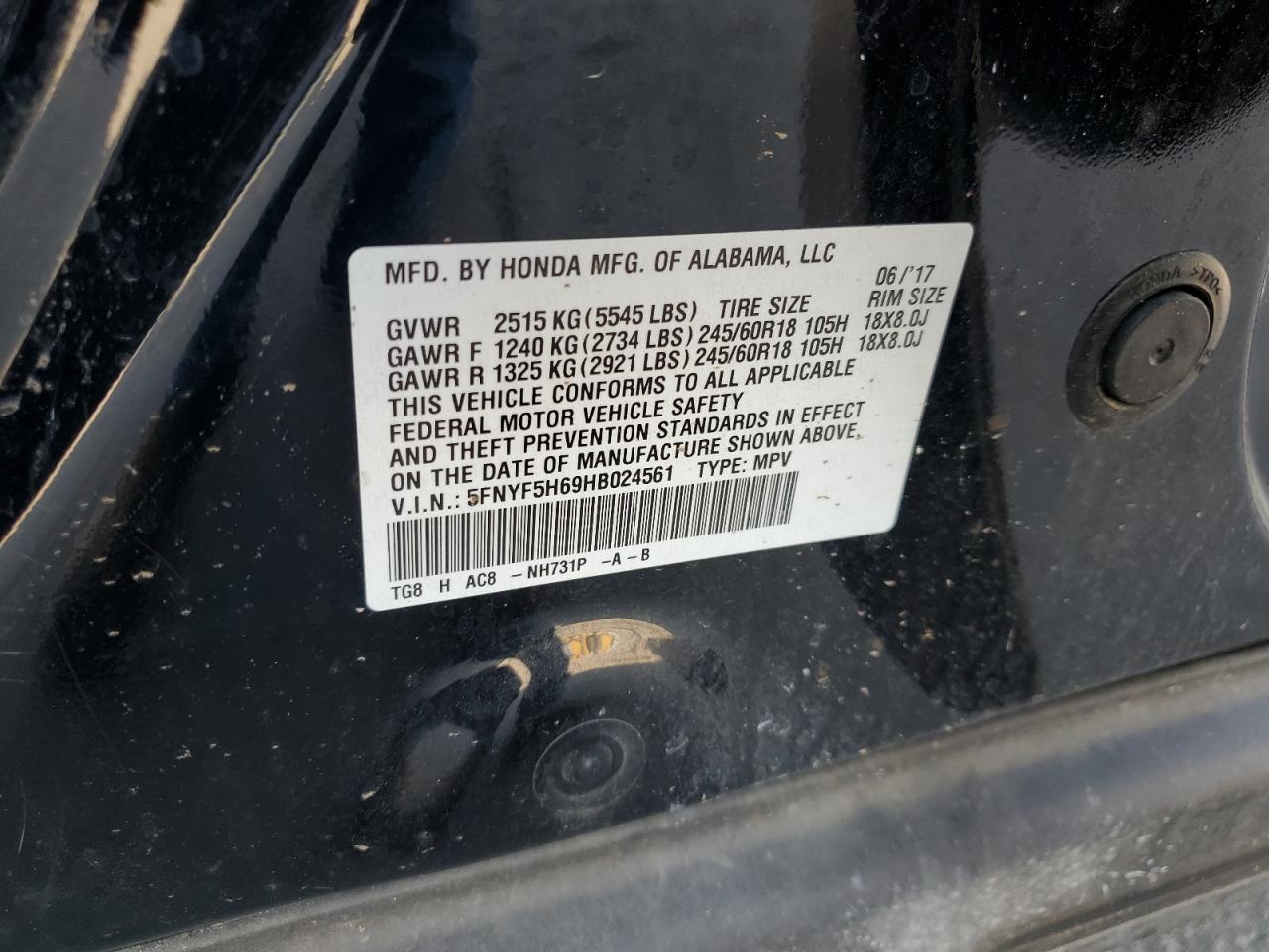 2017 HONDA PILOT