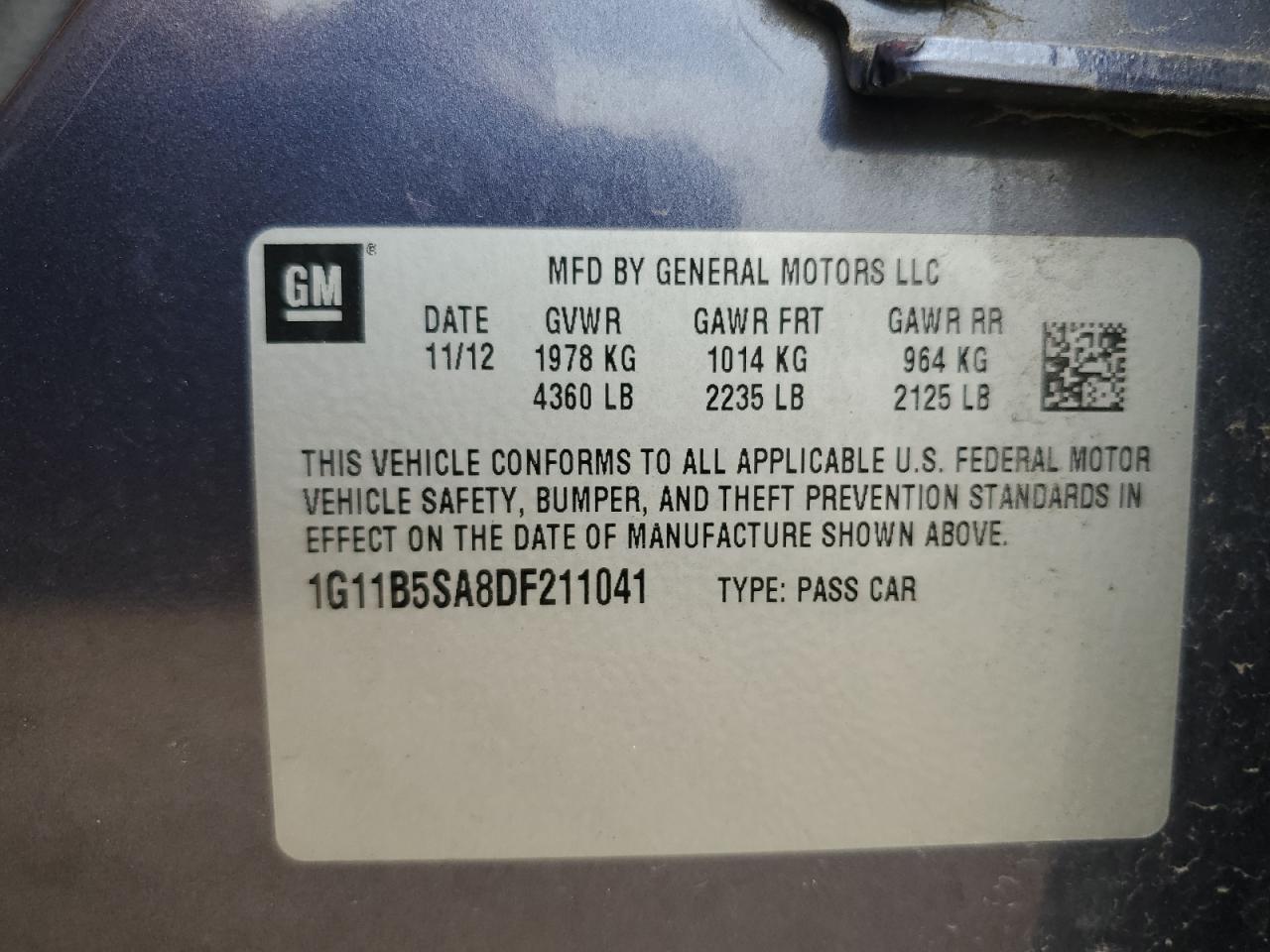 2013 CHEVROLET MALIBU
