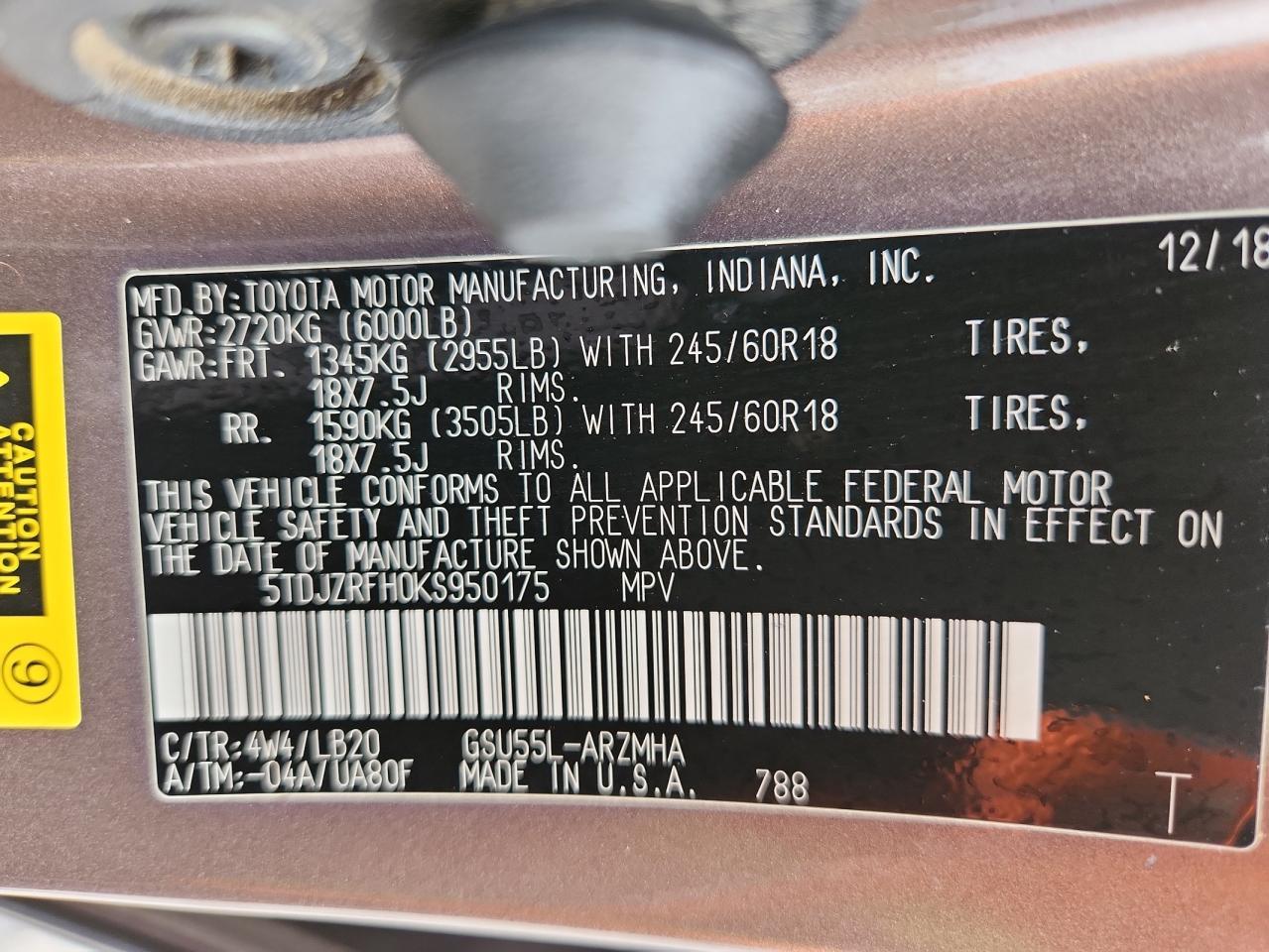 2019 TOYOTA HIGHLANDER