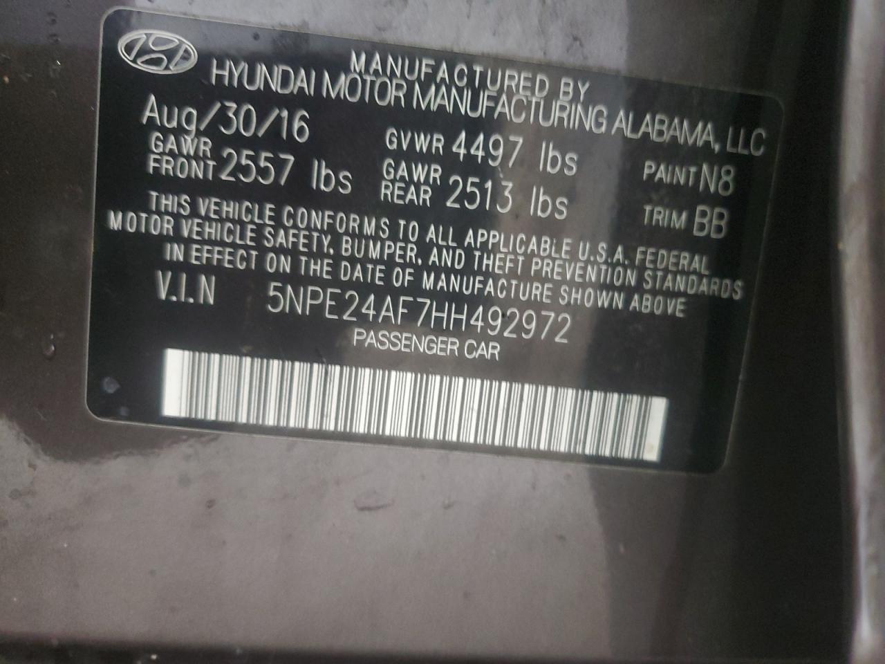 2017 HYUNDAI SONATA