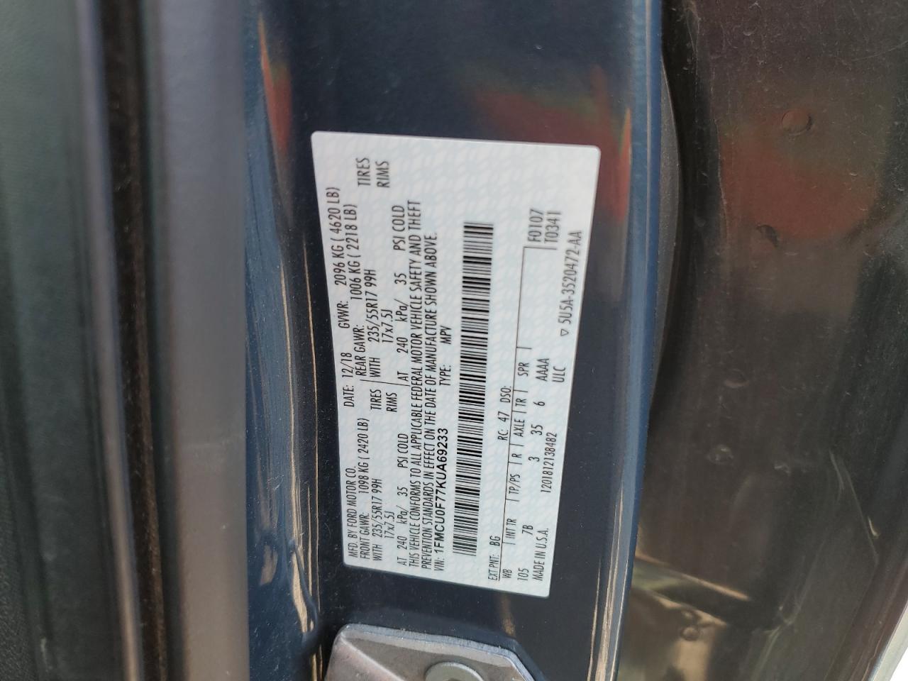 2019 FORD ESCAPE