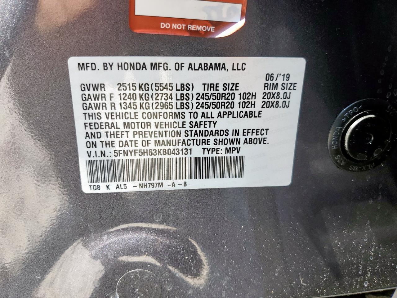2019 HONDA PILOT