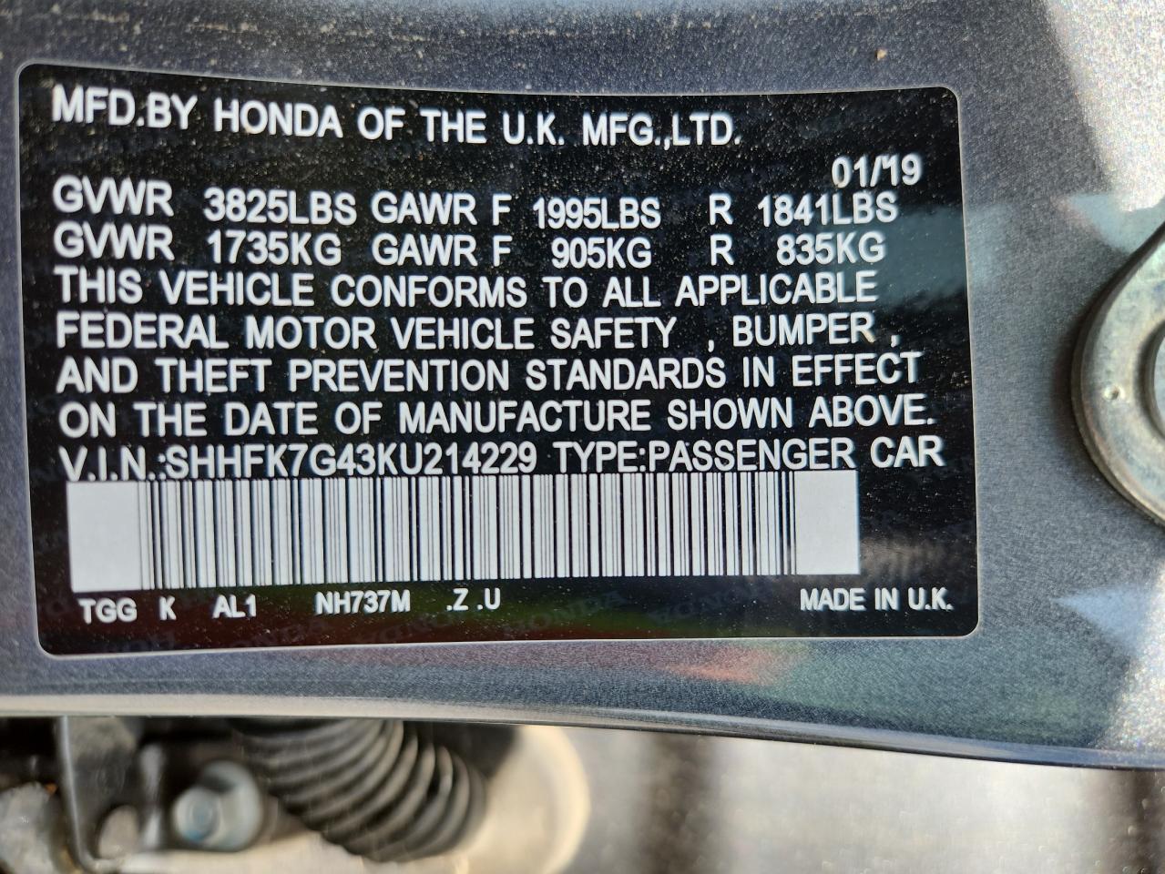 2019 HONDA CIVIC
