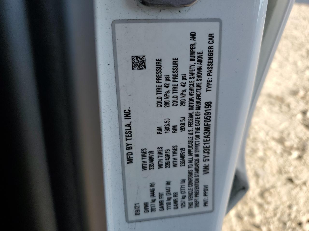 2021 TESLA MODEL 3