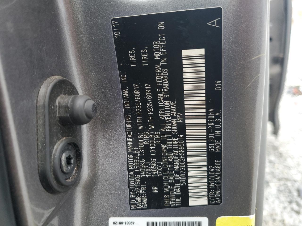 2017 TOYOTA SIENNA