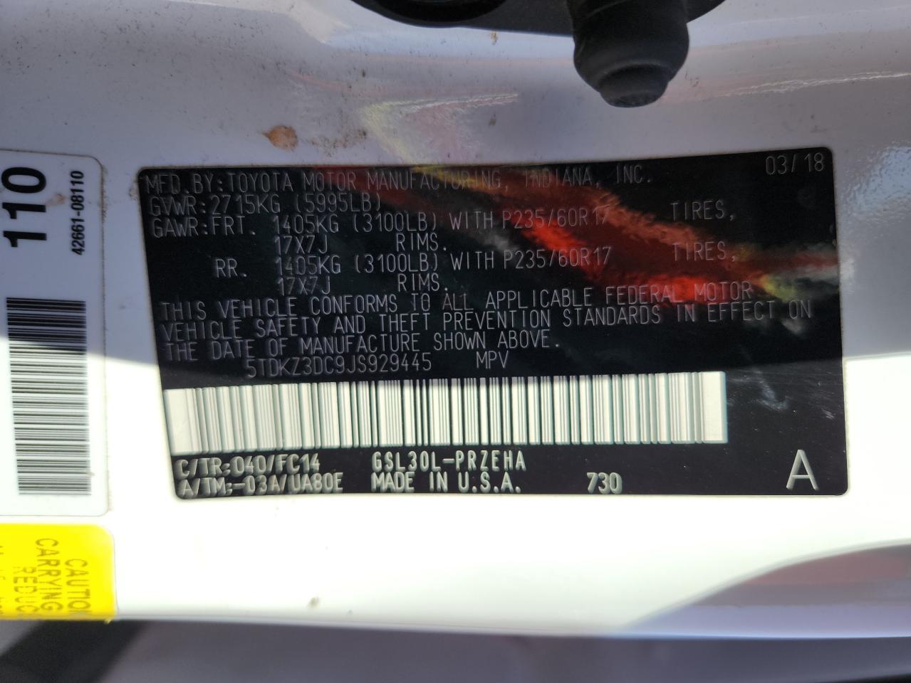 2018 TOYOTA SIENNA