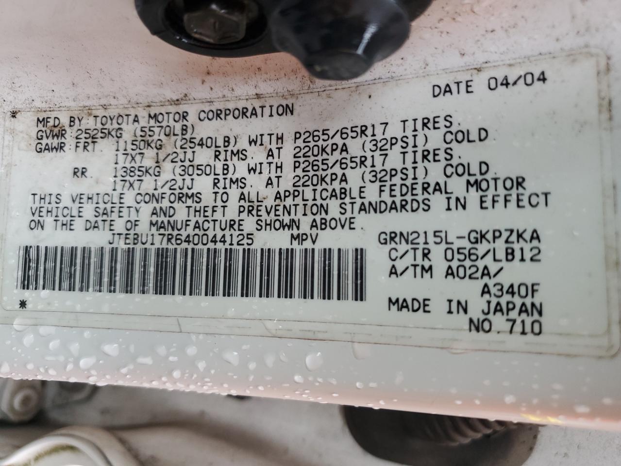 2004 TOYOTA 4Runner